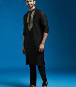  black viscose kurta and pyjama set