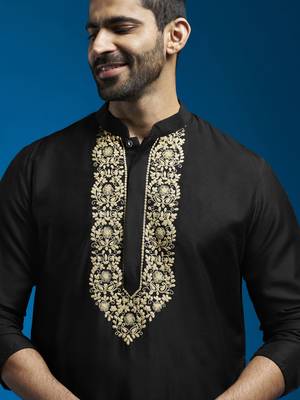  black viscose kurta and pyjama set 2