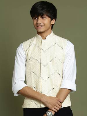 Vastramay yuva boys' cream nehru jacket 1