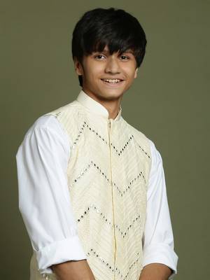 Vastramay yuva boys' cream nehru jacket 4