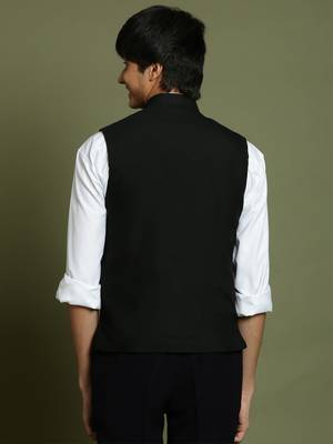 yuva boys' black nehru jacket 3
