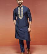  navy blue viscose kurta and pyjama set