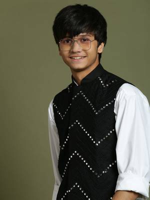 yuva boys' black nehru jacket 4