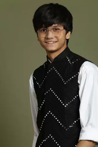 yuva boys' black nehru jacket