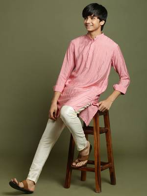 yuva boys' purple and cream kurta pyjama set 1