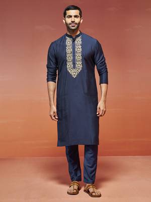  navy blue viscose kurta and pyjama set 2