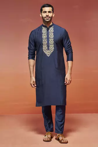  navy blue viscose kurta and pyjama set