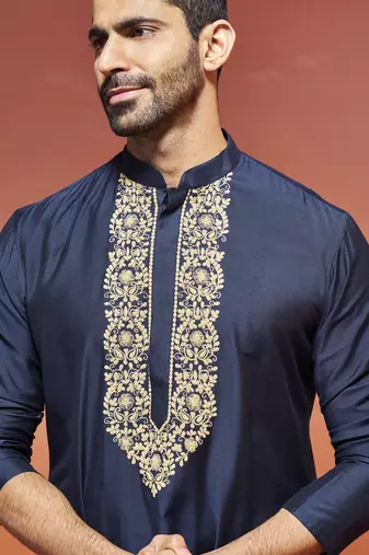  navy blue viscose kurta and pyjama set