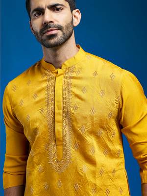  yellow chanderi kurta 2