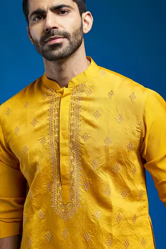  yellow chanderi kurta