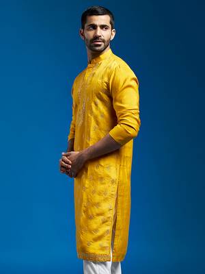  yellow chanderi kurta 3