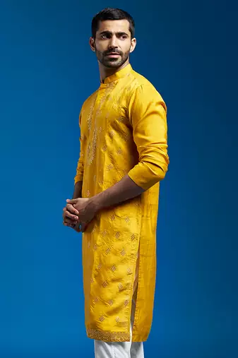  yellow chanderi kurta