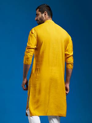 yellow chanderi kurta 4