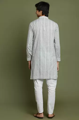 yuva boys' grey and white kurta pyjama set