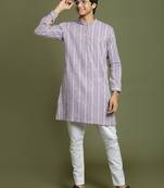  yuva boys' purple and white kurta pyjama set