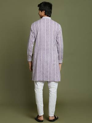  yuva boys' purple and white kurta pyjama set 3