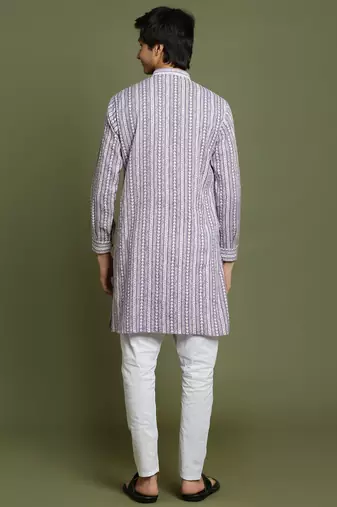  yuva boys' purple and white kurta pyjama set
