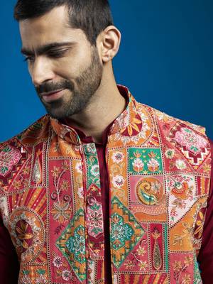  black viscose jacket,kurta and pyjama set. 2