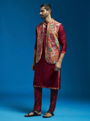  black viscose jacket,kurta and pyjama set. 3