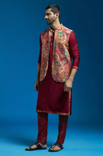  black viscose jacket,kurta and pyjama set.