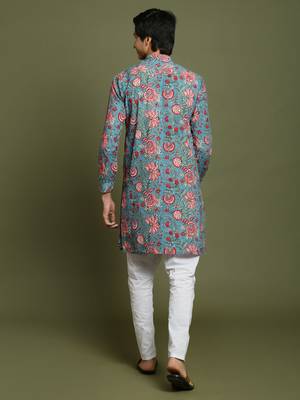  yuva boys' aqua and white kurta pyjama set 3