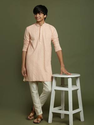  pink and cream kurta pyjama set 1