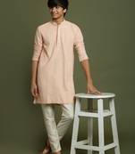 yuva boys' pink and cream kurta pyjama set