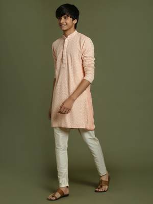  pink and cream kurta pyjama set 2