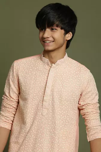  pink and cream kurta pyjama set