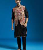  maroon viscose jacket,kurta and pyjama set.