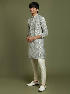  grey and cream kurta pyjama set 2