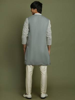  grey and cream kurta pyjama set 3