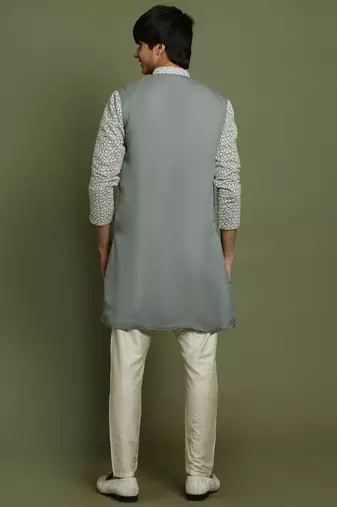  grey and cream kurta pyjama set