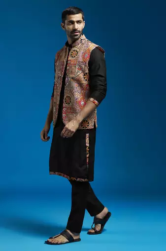  maroon viscose jacket,kurta and pyjama set.