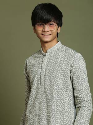  grey and cream kurta pyjama set 4
