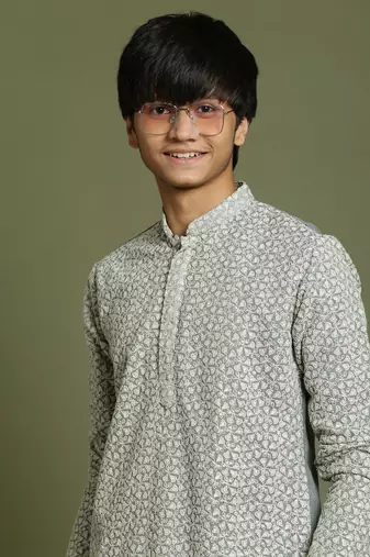  grey and cream kurta pyjama set