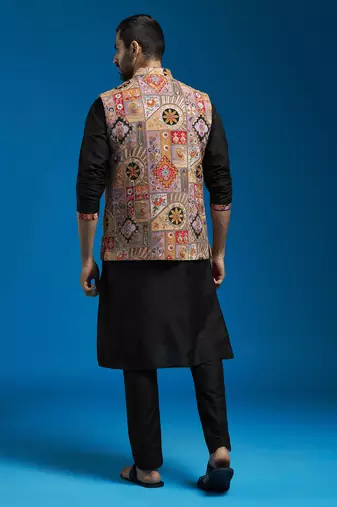  maroon viscose jacket,kurta and pyjama set.
