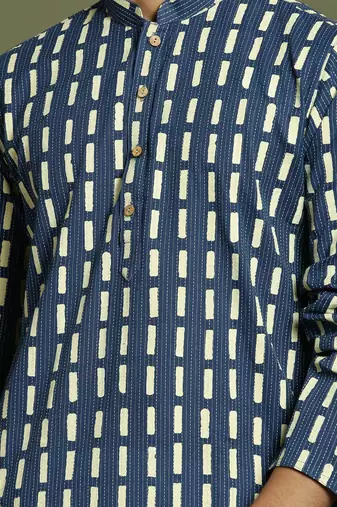  yuva boys' indigo blue and white kurta pyjama set