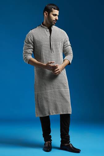  men's black georgette kurta and pyjama set