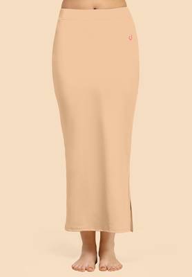 Trendmalls Light Peach Solid Nylon Soft Petticoat Skirt Saree Shape Wear for Women 1