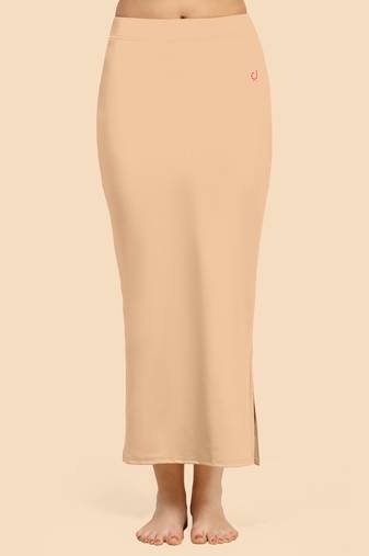 Light Peach Solid Nylon Soft Petticoat Skirt Saree Shape Wear for Women