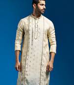 cream banarasi tissue kurta