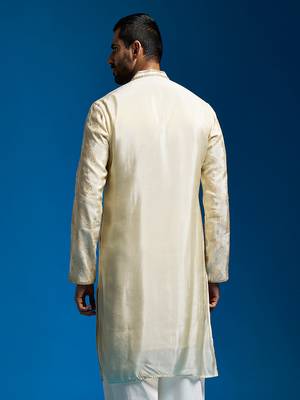 cream banarasi tissue kurta 4