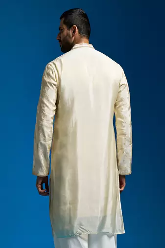 cream banarasi tissue kurta
