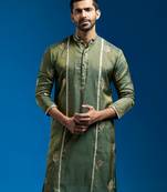 men's green tissue kurta