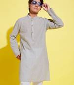 Vastramay yuva boys' grey pure cotton kurta