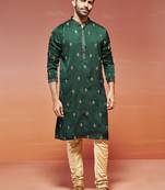  bottle green silk blend kurta and pyjama set