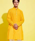  yuva boys' mustard pure cotton kurta