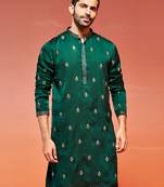  bottle green silk blend kurta