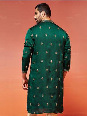  bottle green silk blend kurta 4